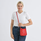 Genuine Leather Crossbody Bag - Red