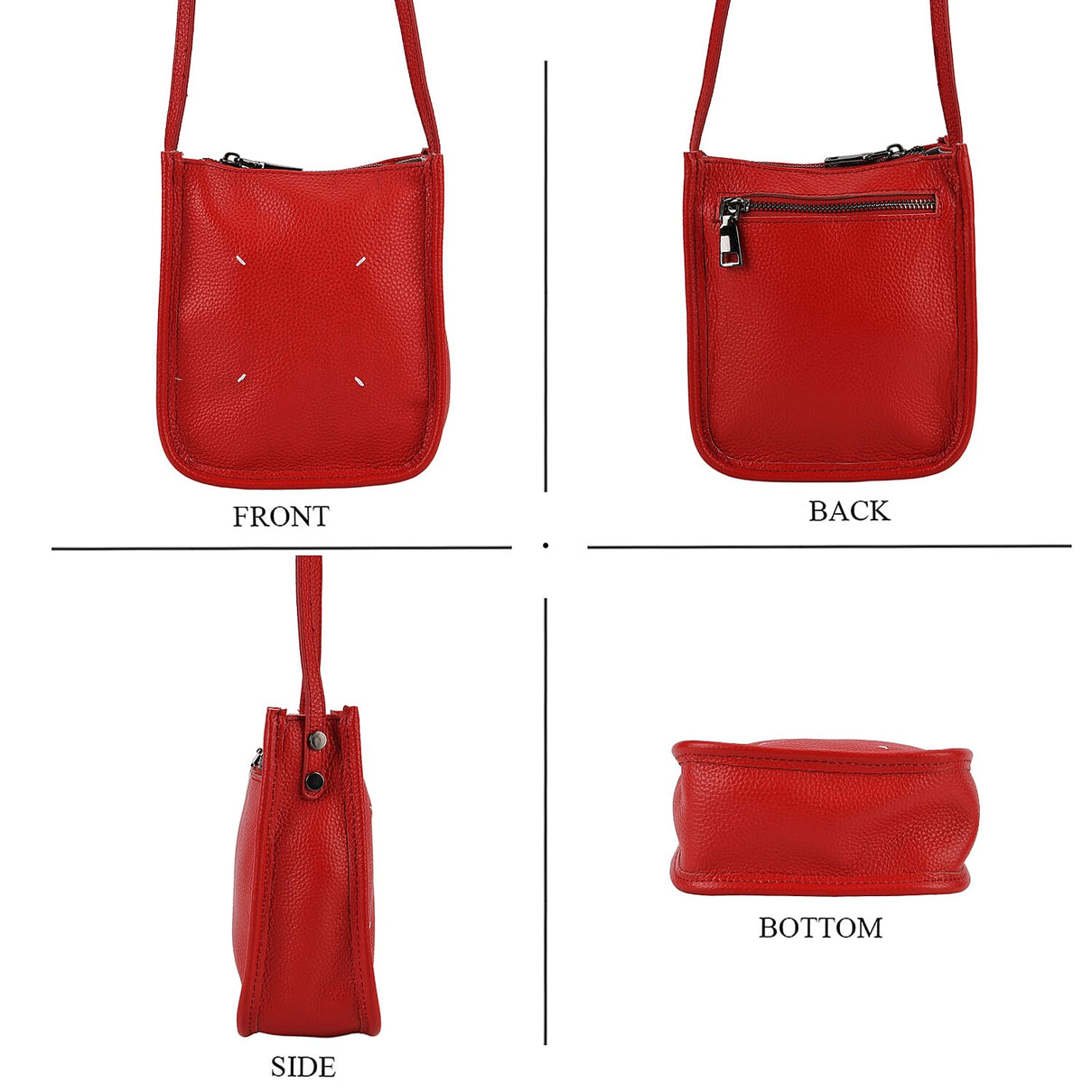 Genuine Leather Crossbody Bag - Red V32492016 5