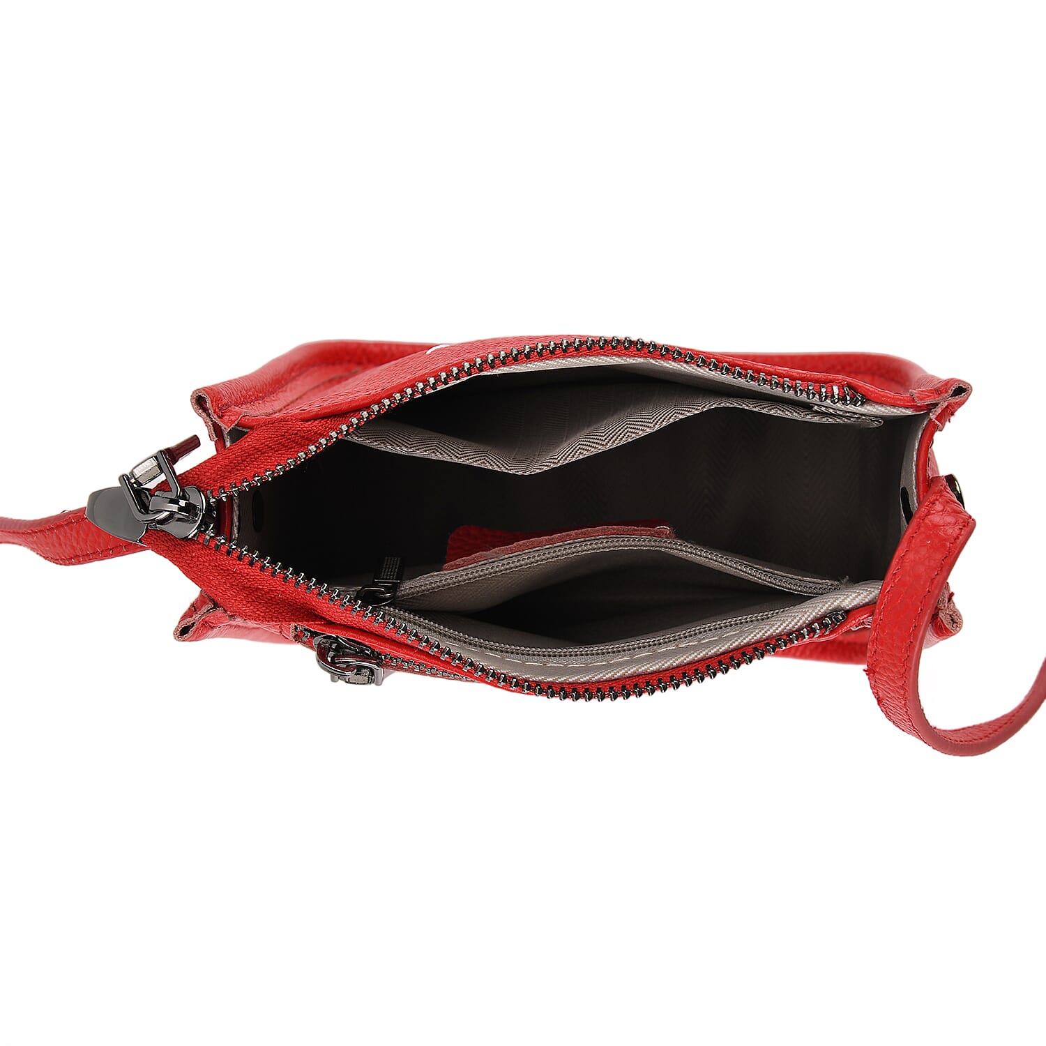 Genuine Leather Crossbody Bag - Red V32492016 6