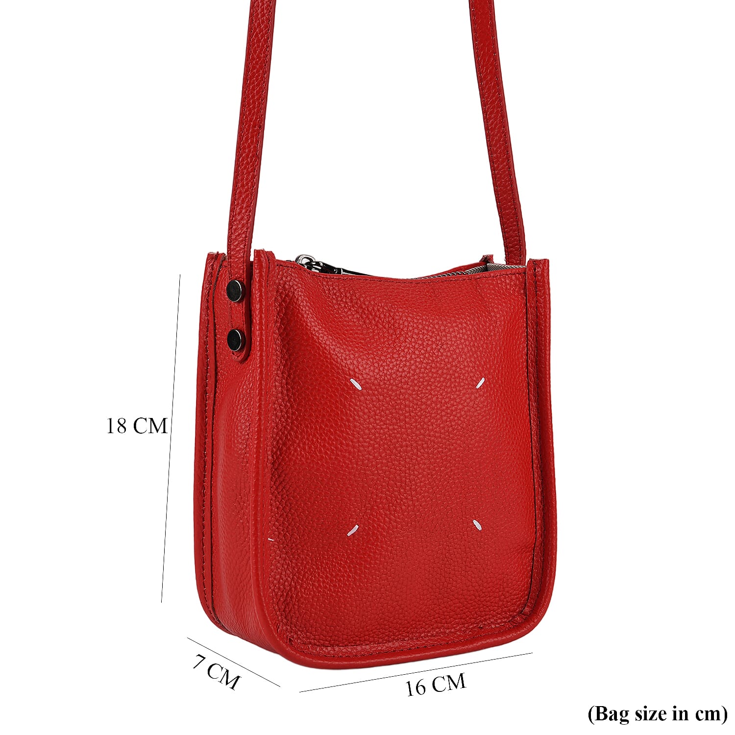 Genuine Leather Crossbody Bag - Red V32492016 8