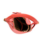 Designer Inspired Genuine Leather Bucket Bag with Internal Drawstring Pouch & Shoulder Strap - Brick Red