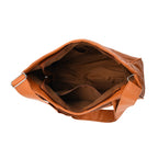 Patchwork Genuine Leather Crossbody Bag with Adjustable Shoulder Strap (125cm) - Tan