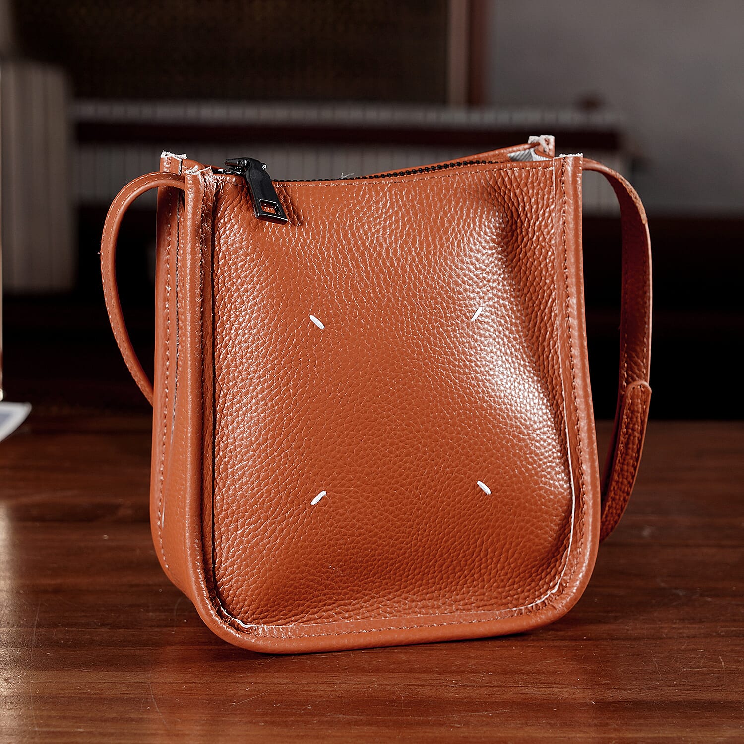 Genuine Leather Crossbody Bag - Tan V32515499 2