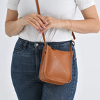 Genuine Leather Crossbody Bag - Tan