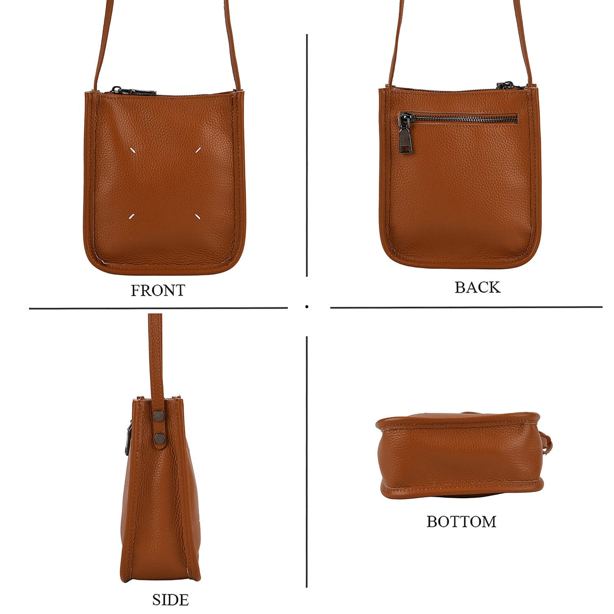 Genuine Leather Crossbody Bag - Tan V32515499 5