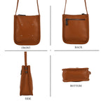 Genuine Leather Crossbody Bag - Tan