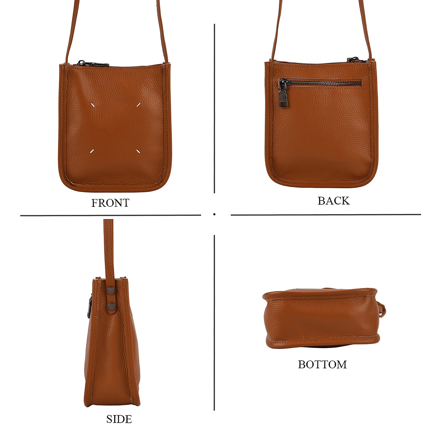 Genuine Leather Crossbody Bag - Tan V32515499 5