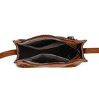 Genuine Leather Crossbody Bag - Tan