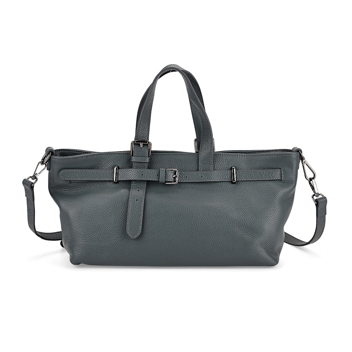 Autumn/Winter Collection - Genuine Leather Belt-detail Crossbody Bag with Detachable Shoulder Strap - Cornflower 8158445 0