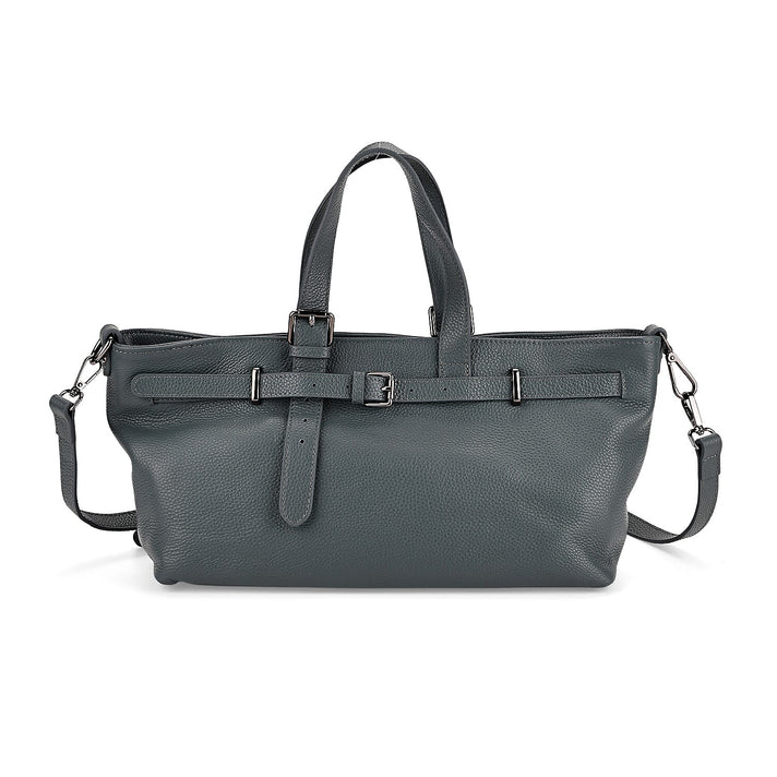 Autumn/Winter Collection - Genuine Leather Belt-detail Crossbody Bag with Detachable Shoulder Strap - Cornflower 8158445 1