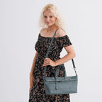 Vicenza 2025 Autumn-Winter Collection - Genuine Leather Belt-detail Crossbody Bag with Detachable Shoulder Strap - Cornflower