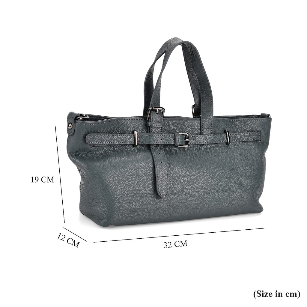Vicenza 2025 Autumn-Winter Collection - Genuine Leather Belt-detail Crossbody Bag with Detachable Shoulder Strap - Cornflower
