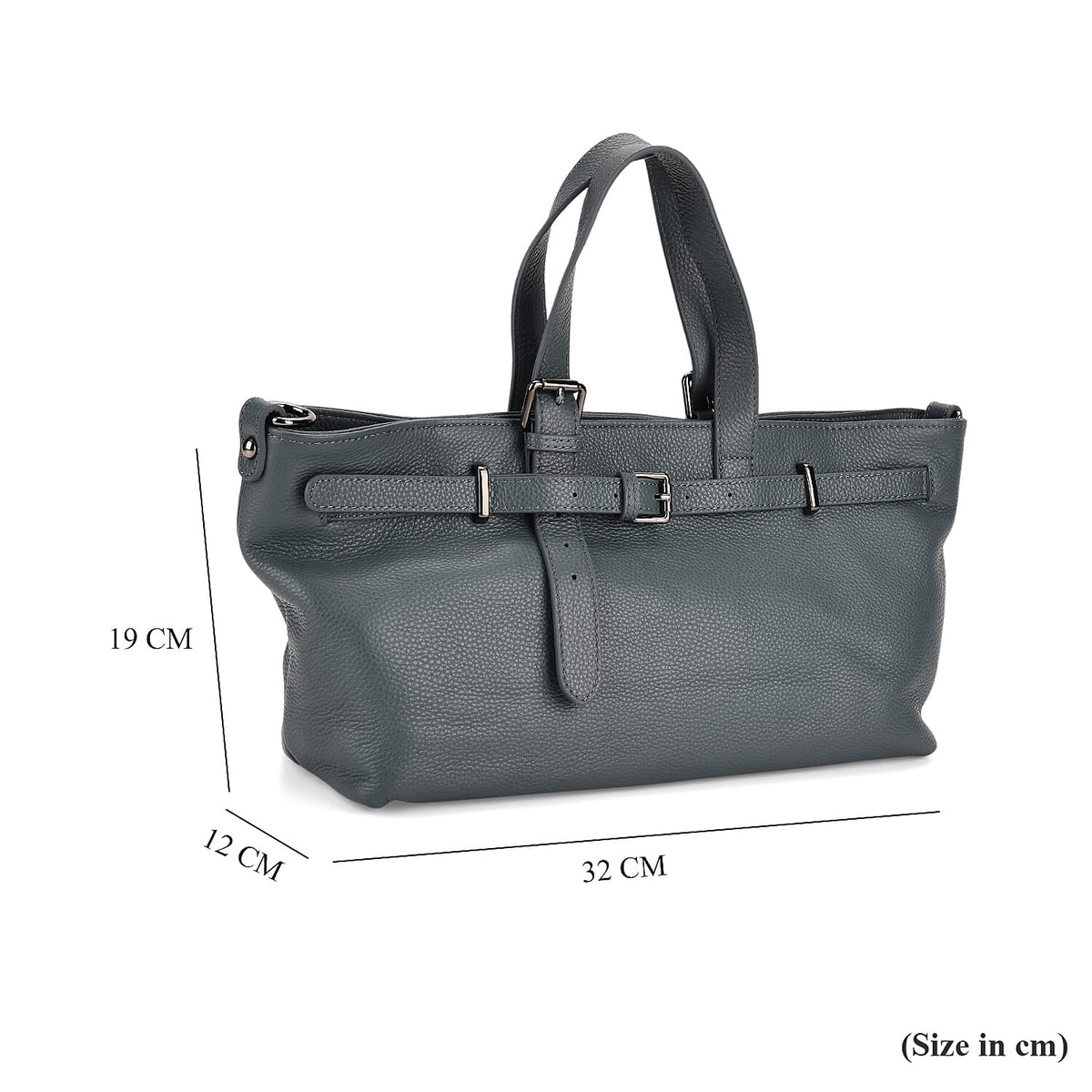 Autumn/Winter Collection - Genuine Leather Belt-detail Crossbody Bag with Detachable Shoulder Strap - Cornflower 8158445 8