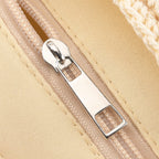 Striped Crochet Design Slouchy Tote Bag - Cream & Blue