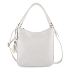 Leatherette Hobo Bag with Heart Charm & Crossbody Strap (125 cm) -  White