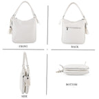 Leatherette Hobo Bag with Heart Charm & Crossbody Strap (125 cm) -  White