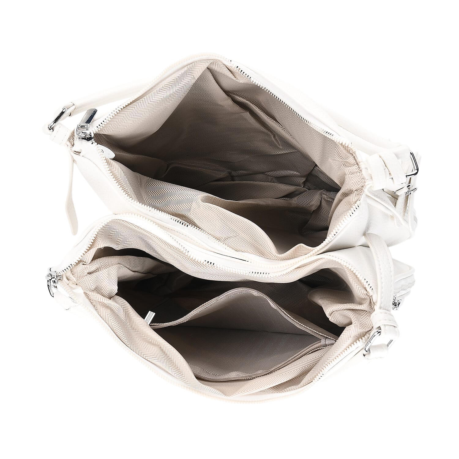 Leatherette Hobo Bag with Heart Charm &amp; Crossbody Strap (125 cm) -  White V32515276 6