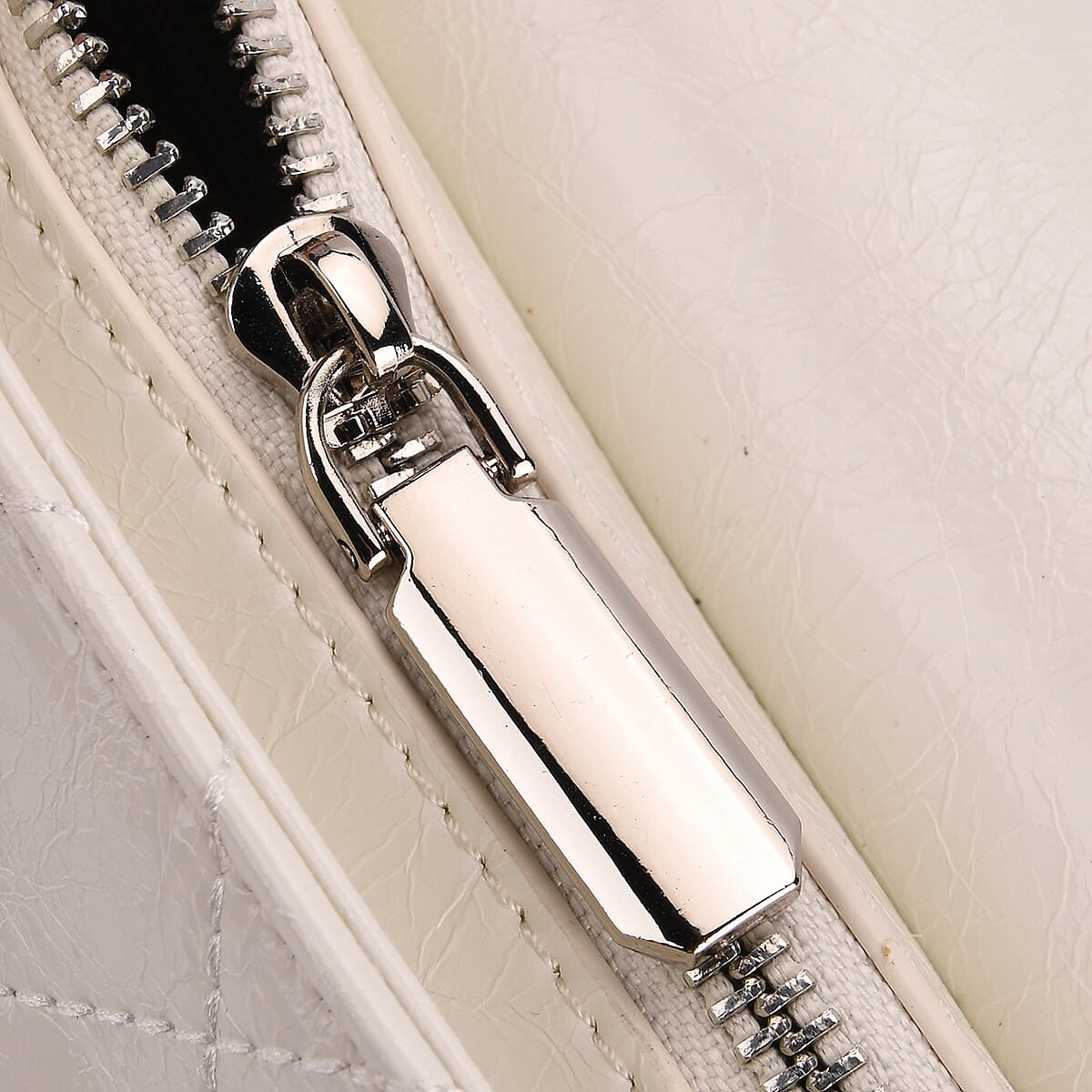 Designer Inspired - 100% Genuine Quilted Leather Crossbody Bag with Chain Strap - White 8165375 6