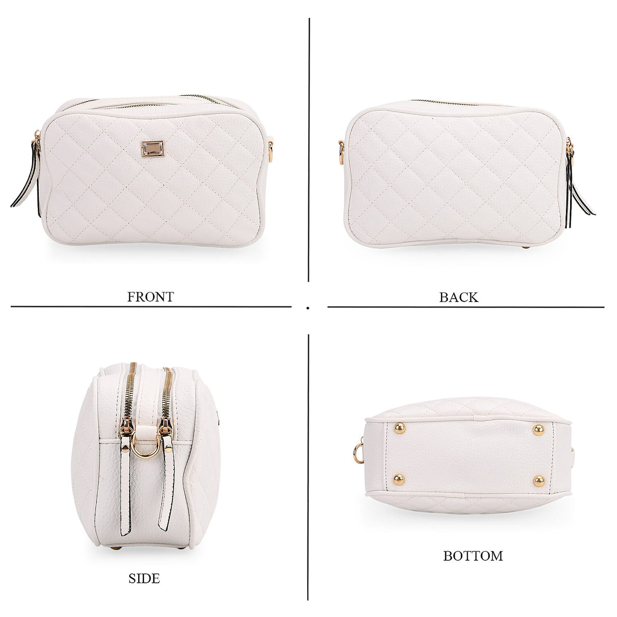 Stylish Quilted Crossbody Bag with Patterned Strap - White 8045347 4