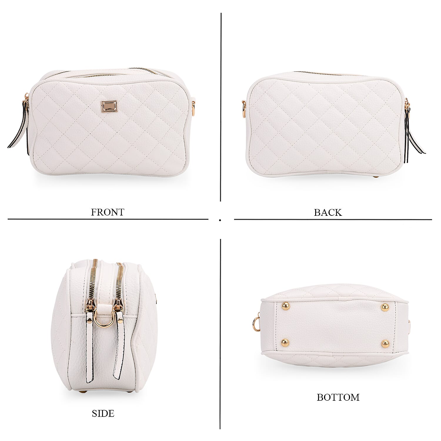 Stylish Quilted Crossbody Bag with Patterned Strap - White 8045347 4