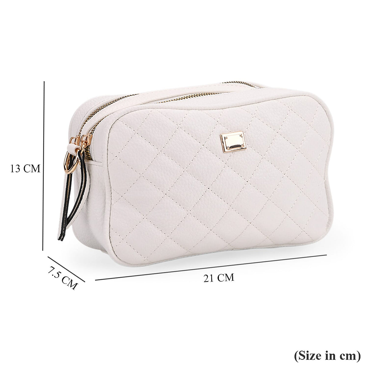 Stylish Quilted Crossbody Bag with Patterned Strap - White 8045347 7