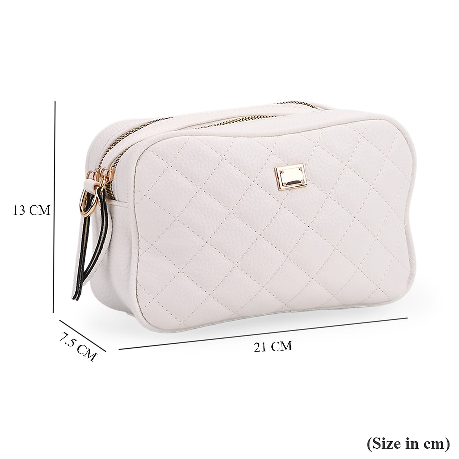 Stylish Quilted Crossbody Bag with Patterned Strap - White 8045347 7