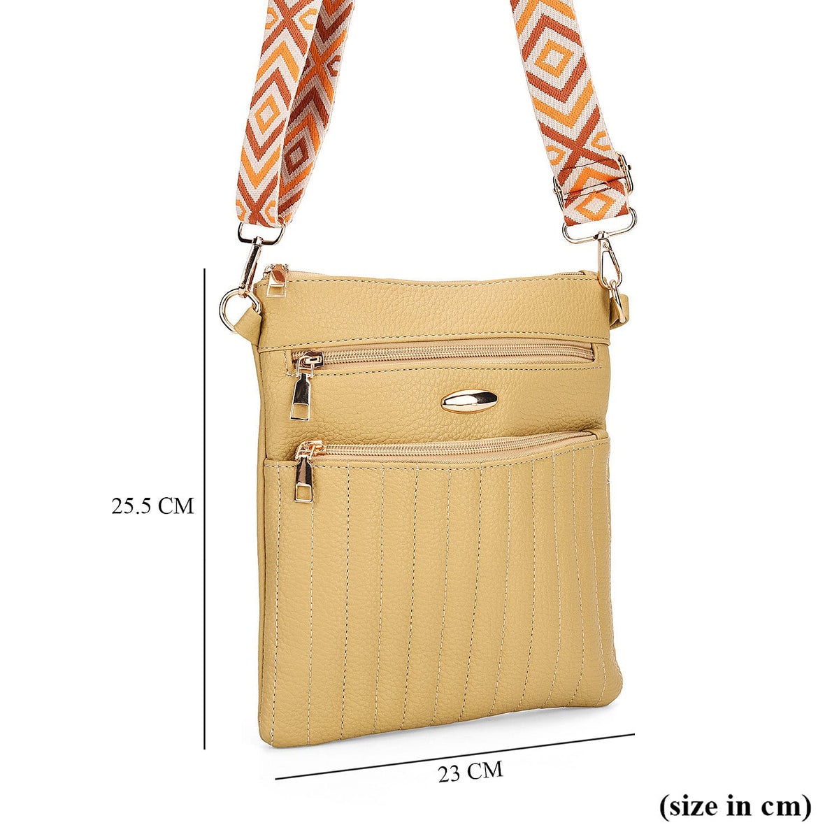 Lifestyle Crossbody Bag with Pleated Detail &amp; Patterned Strap - Yellow 8043590 5