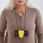 Genuine Leather Magnetic Sunglass Holder Strap - Yellow