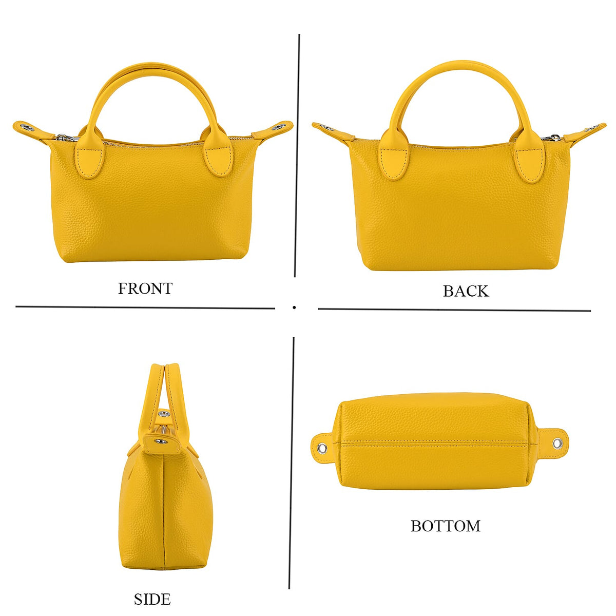 Designer Inspired Genuine Leather Mini Crossbody Bag Wth Top Handle (Size - One Size) - Yellow V32636457 5