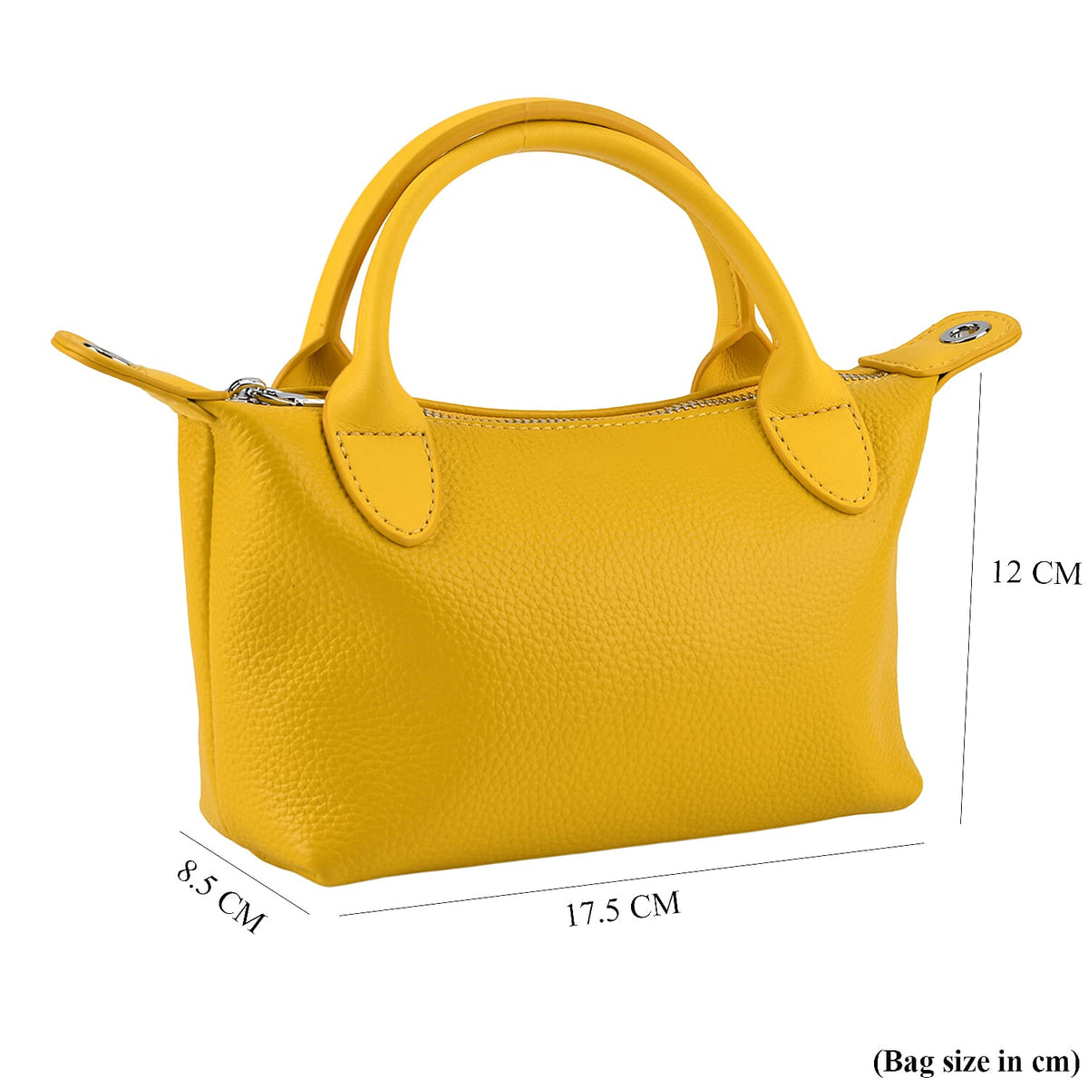 Designer Inspired Genuine Leather Mini Crossbody Bag Wth Top Handle (Size - One Size) - Yellow V32636457 8