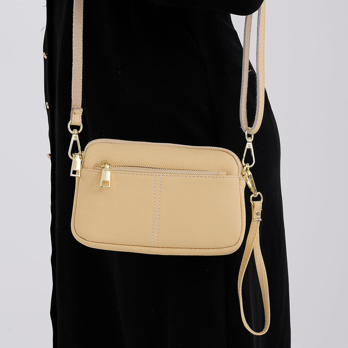 100% Genuine Leather Designer Minimalist Sling Shoulder Bag - Yellow V32355829 4