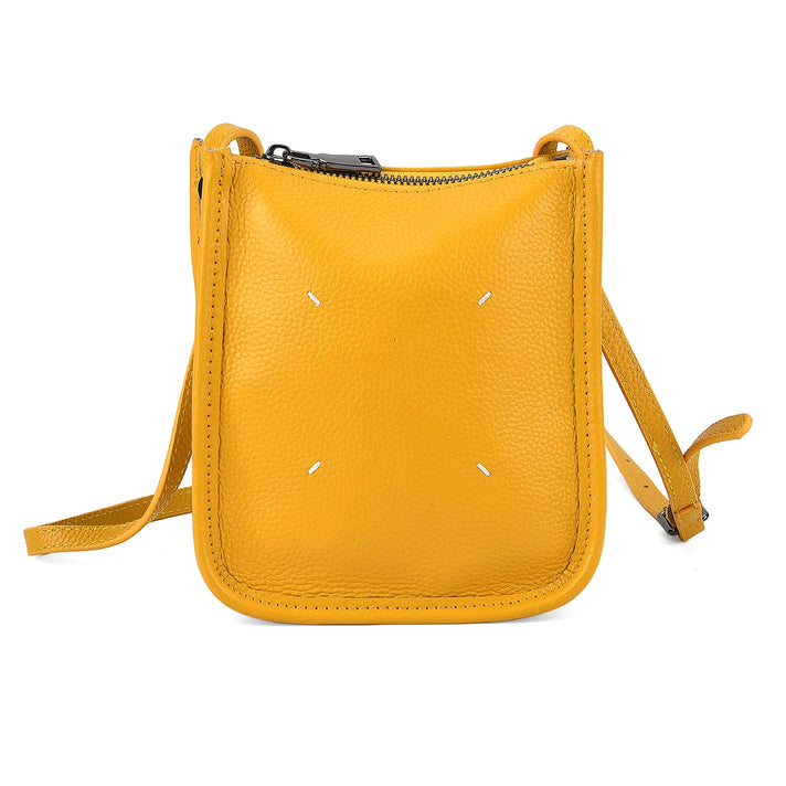 Genuine Leather Crossbody Bag - Yellow 8448128 1
