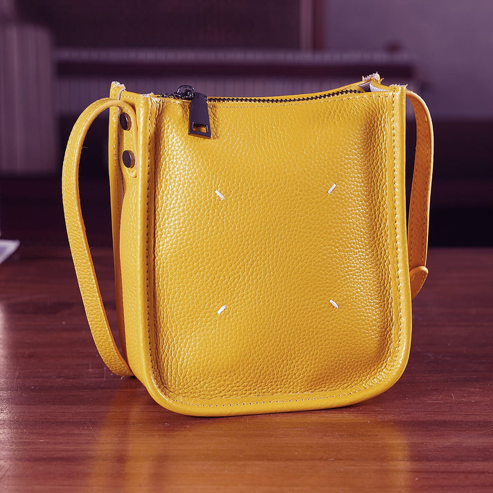 Genuine Leather Crossbody Bag - Yellow 8448128 2