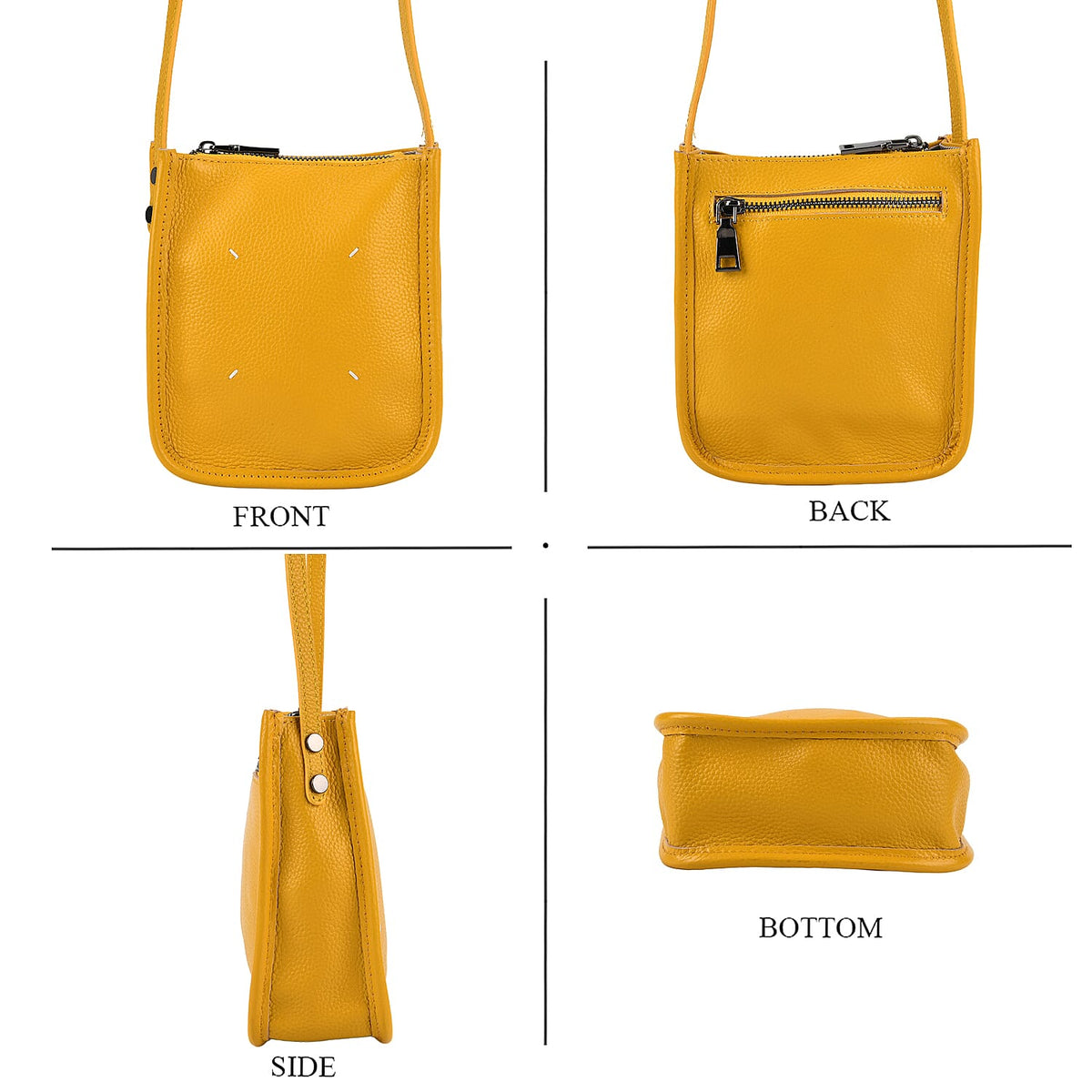 Genuine Leather Crossbody Bag - Yellow V32513548 5