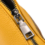 Genuine Leather Crossbody Bag - Yellow