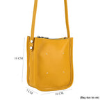 Genuine Leather Crossbody Bag - Yellow