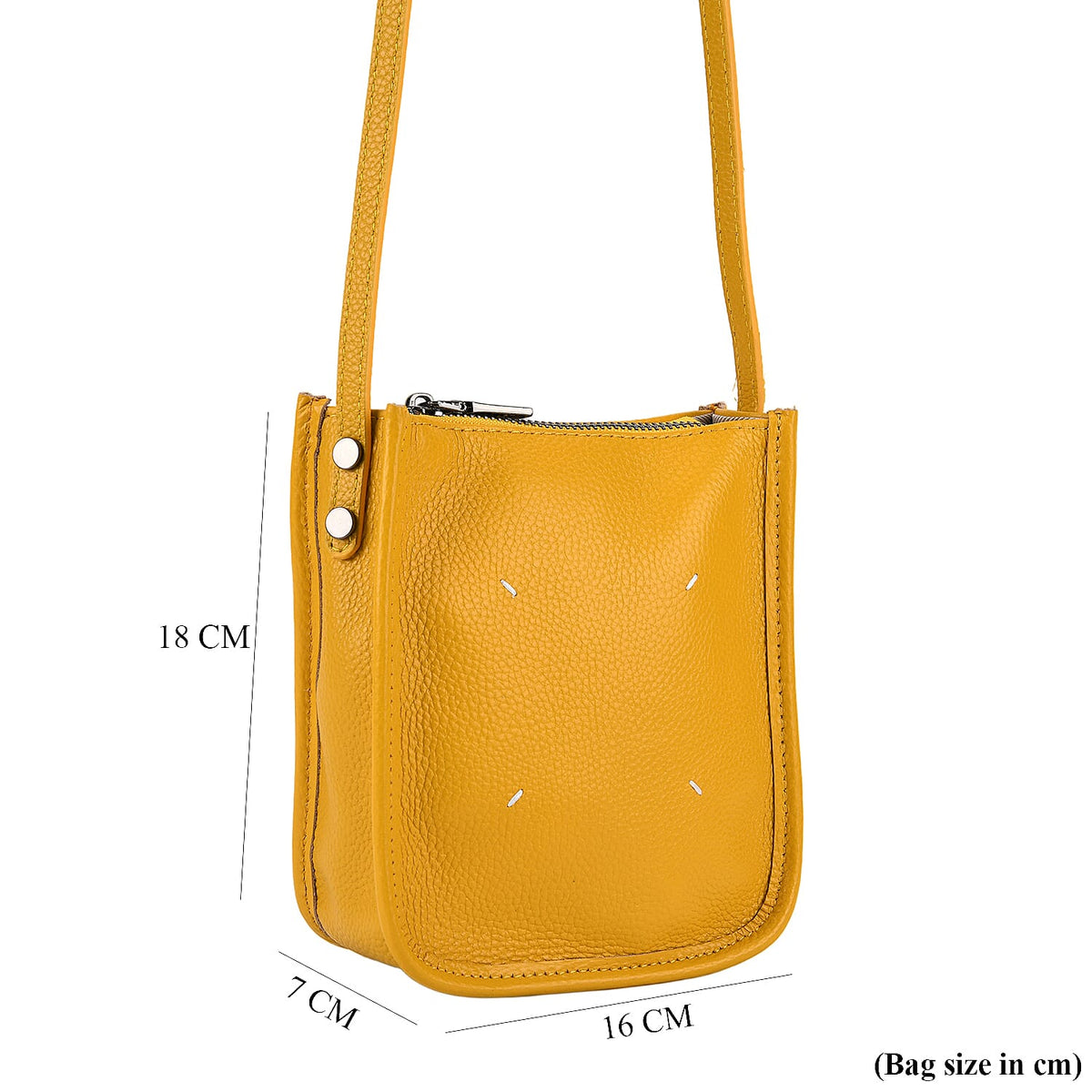 Genuine Leather Crossbody Bag - Yellow V32513548 8