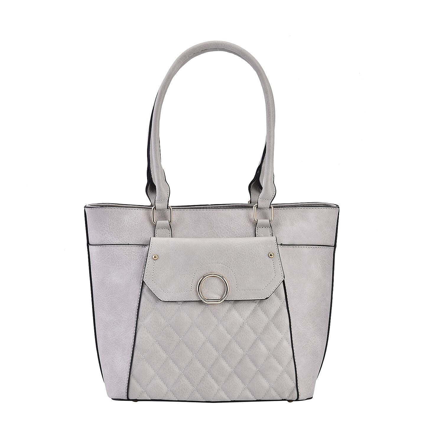 Elegant Tote Bag with Hand Drop - Light Grey 7210373 0