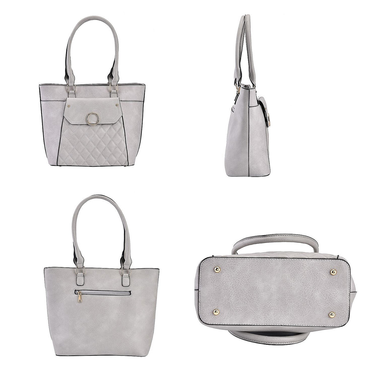 Elegant Tote Bag with Hand Drop - Light Grey 7210373 3