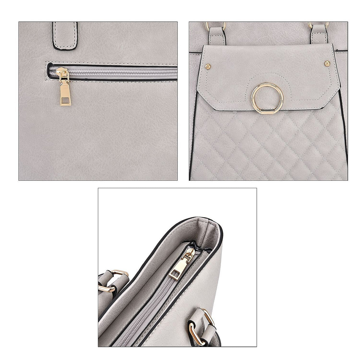 Elegant Tote Bag with Hand Drop - Light Grey 7210373 4