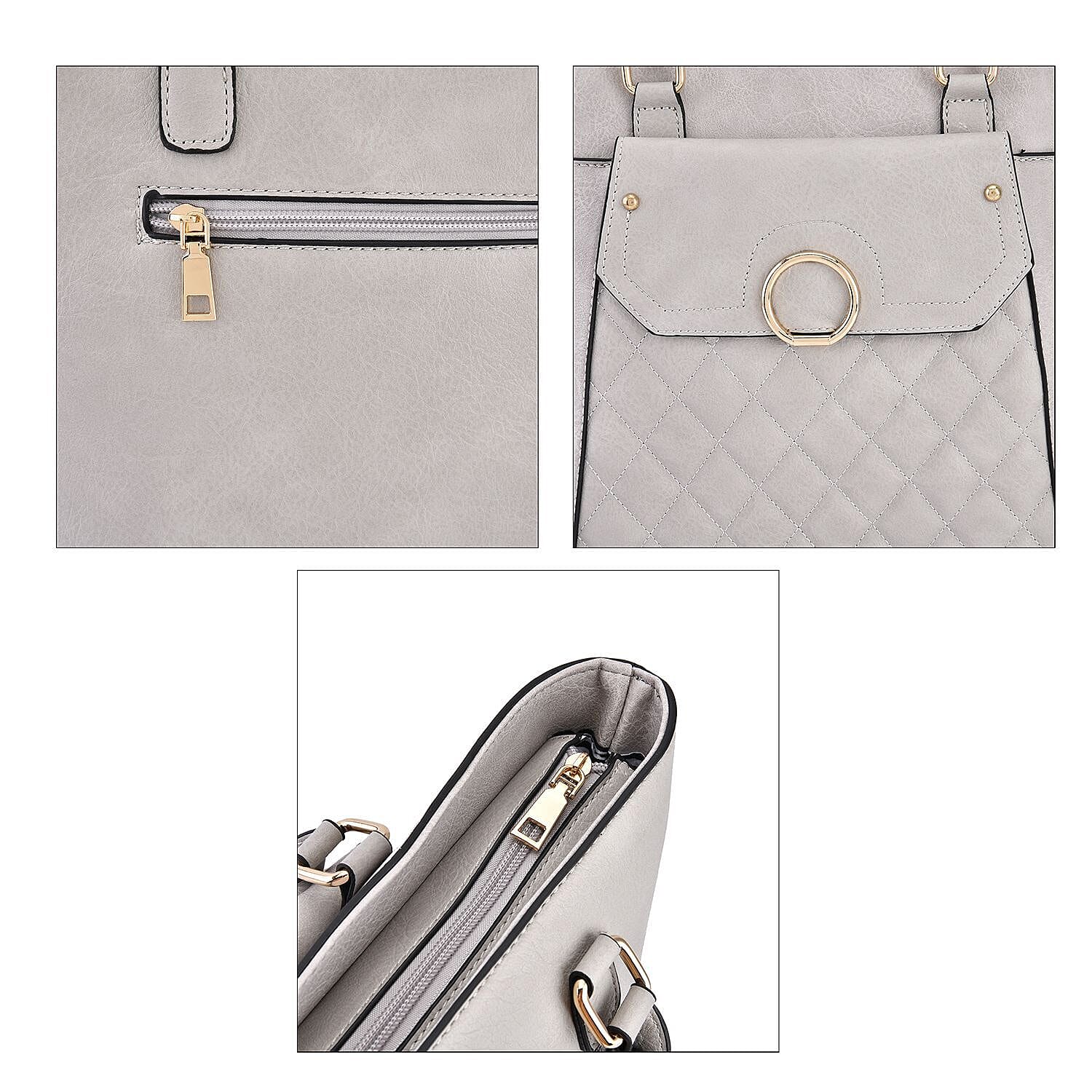 Elegant Tote Bag with Hand Drop - Light Grey 7210373 4