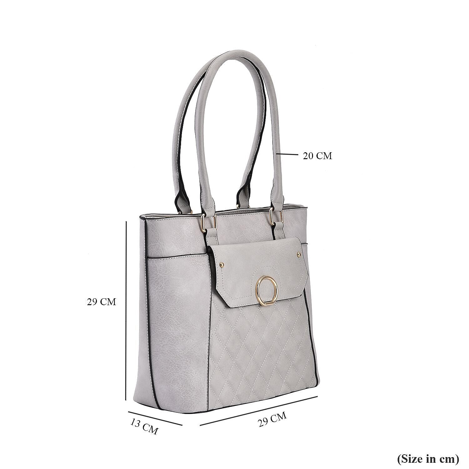 Elegant Tote Bag with Hand Drop - Light Grey 7210373 6
