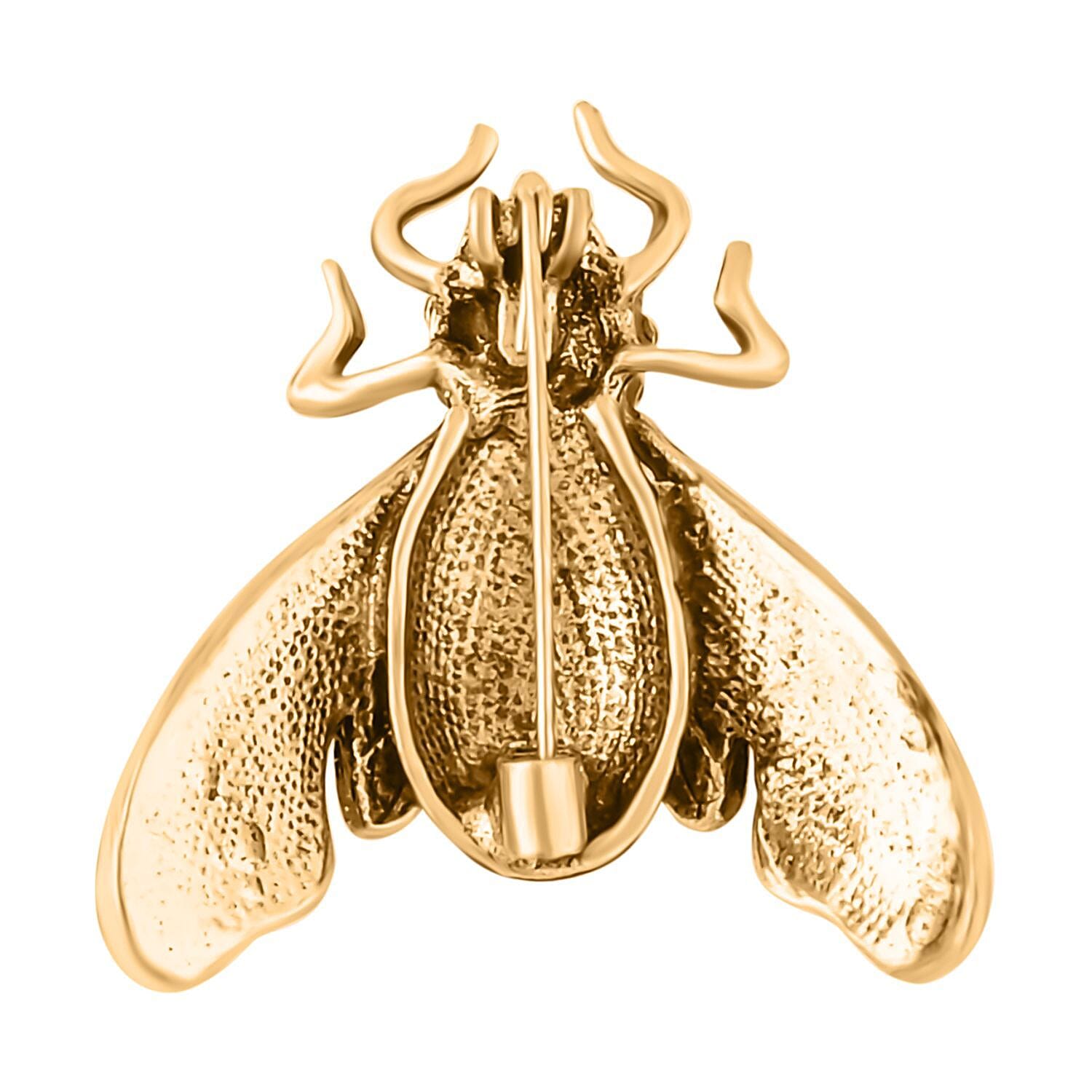 Austrian Crystal Multi Colour Enamelled Fly With Leaf Brooch in Antique Gold Tone 7426733 7