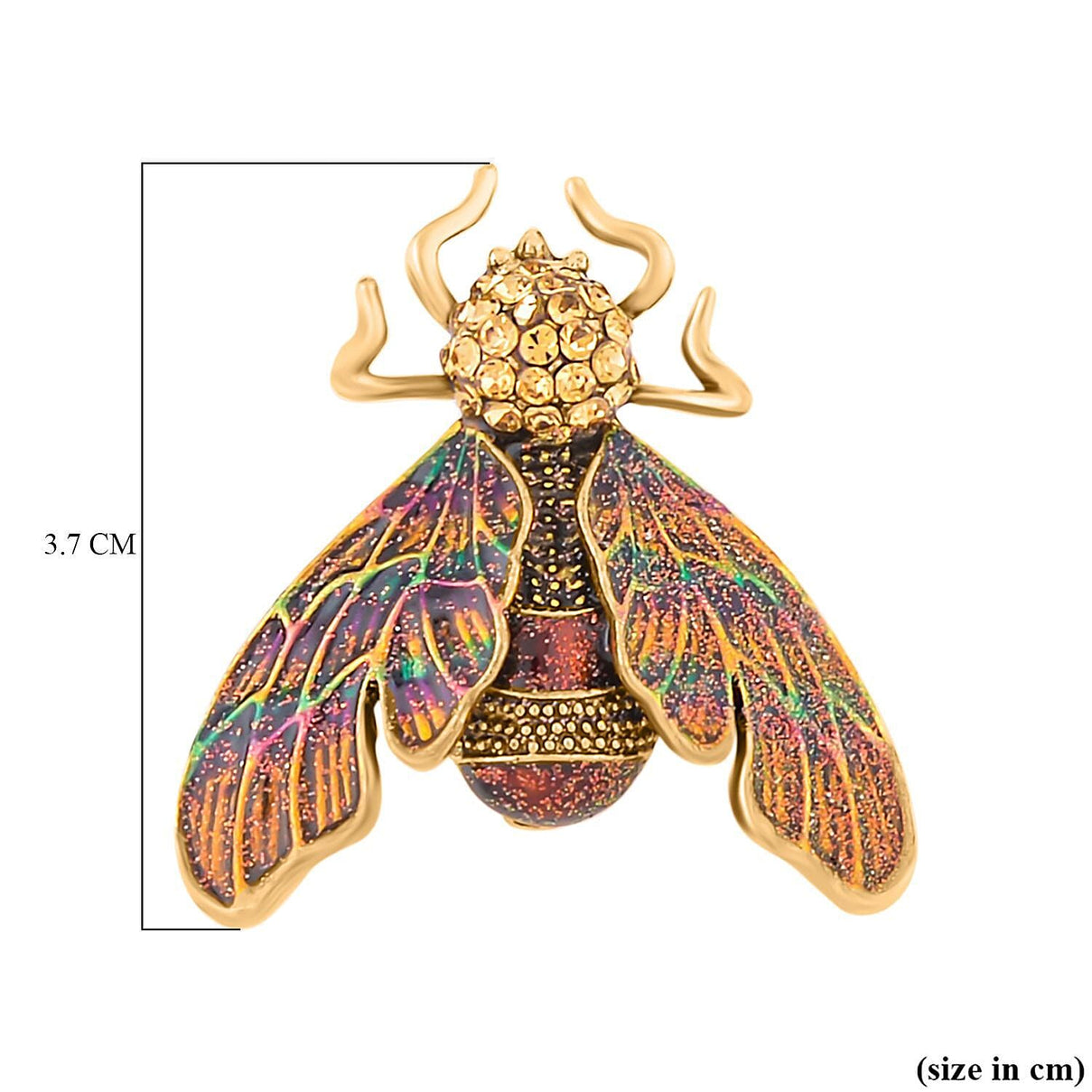 Austrian Crystal Multi Colour Enamelled Fly With Leaf Brooch in Antique Gold Tone 7426733 8