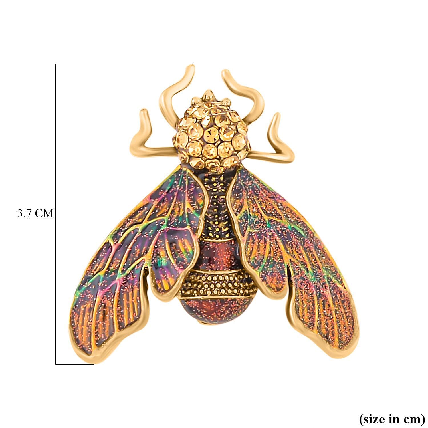 Austrian Crystal Multi Colour Enamelled Fly With Leaf Brooch in Antique Gold Tone 7426733 8