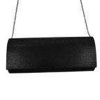 Crystal Clutch Bag with Exterior Pocket - Shoulder Strap - Black