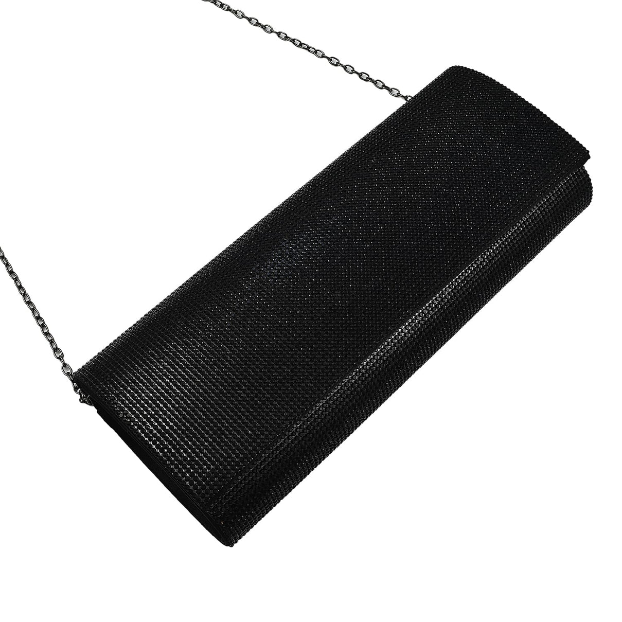 Crystal Clutch Bag with Exterior Pocket - Shoulder Strap - Black 7555536 2