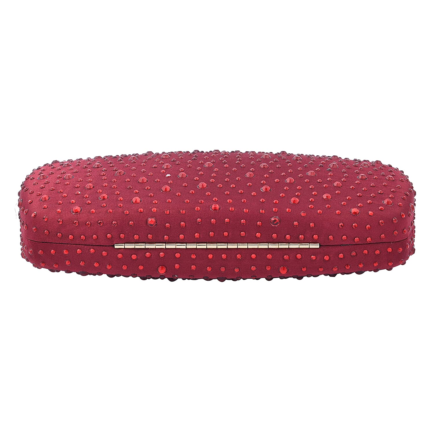 Crystal Decorative Clutch Bag with Long Chain Strap - Red 7597597 3