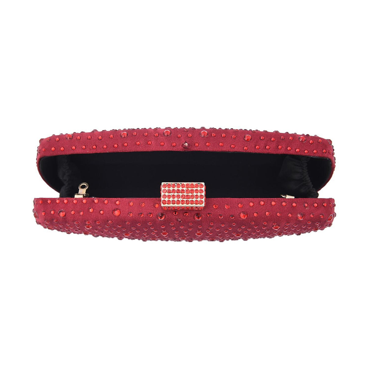 Crystal Decorative Clutch Bag with Long Chain Strap - Red 7597597 6