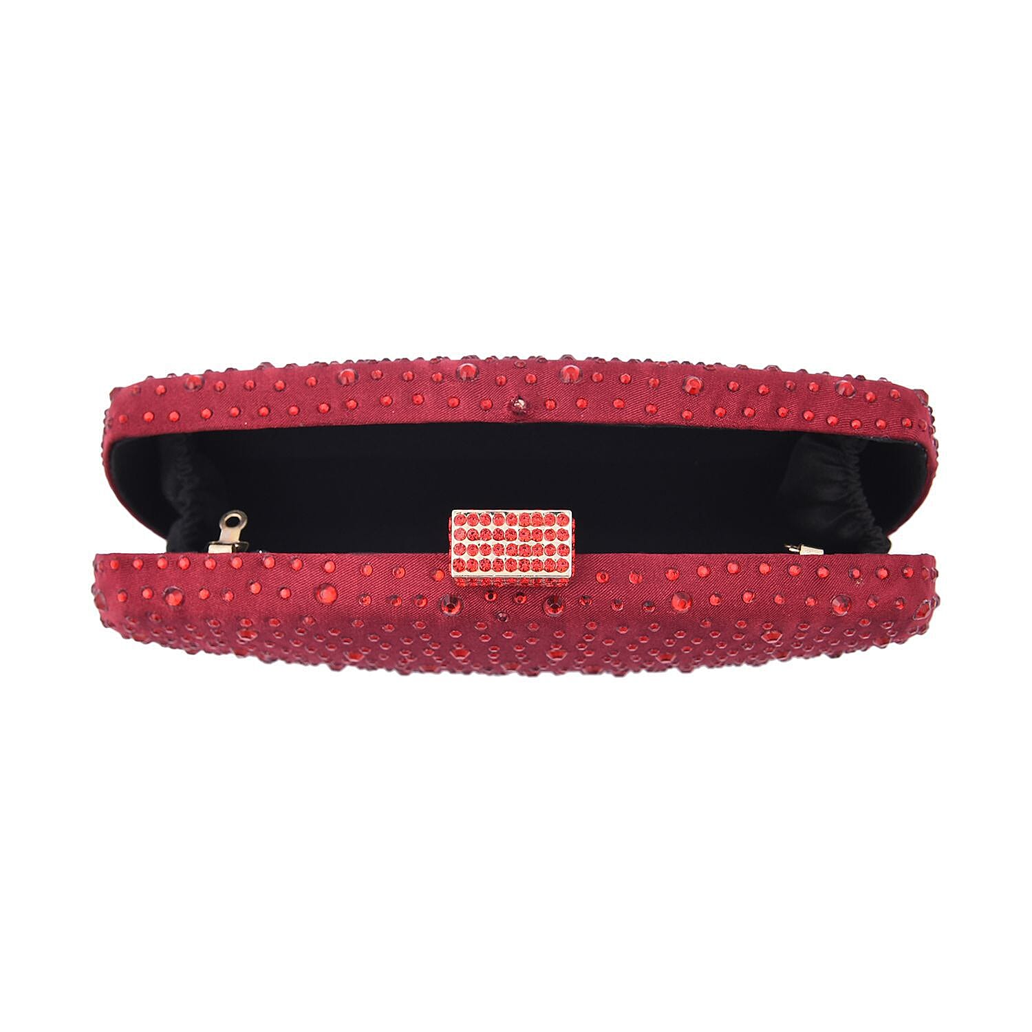 Crystal Decorative Clutch Bag with Long Chain Strap - Red 7597597 6